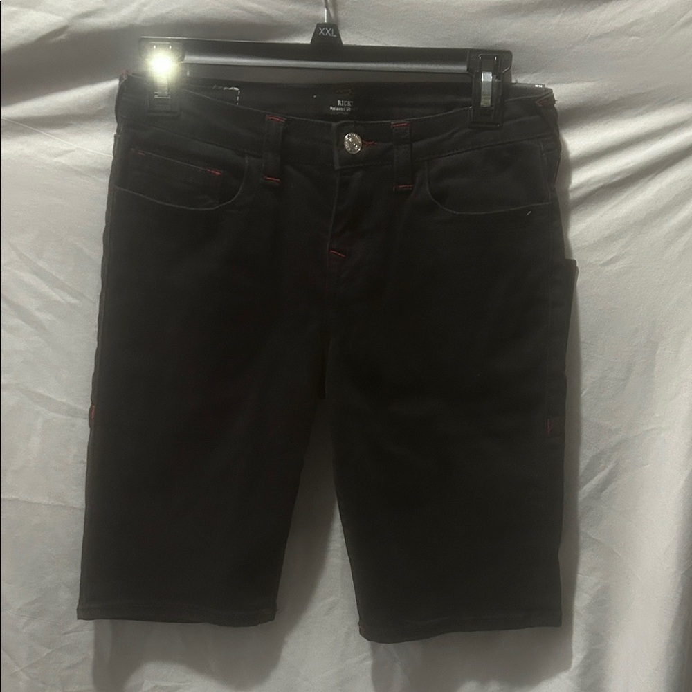 True Religion Black Shorts with Red Stitching